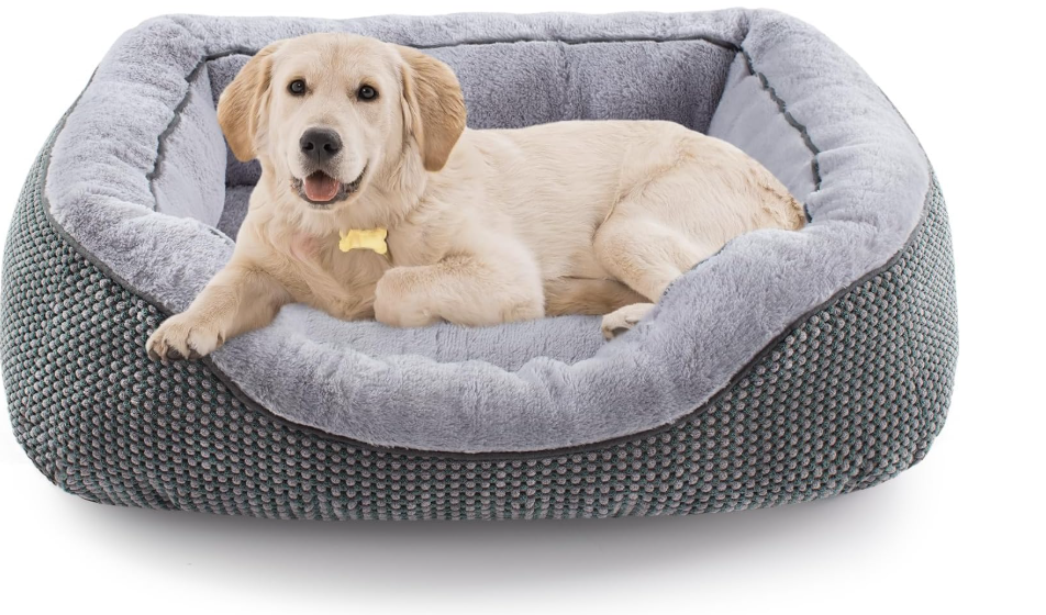 NVENHO Medium Dog Beds for Medium Dogs Washable, Rectangle Dog Bed Medium Size Dog, Orthopedic Dog Bed, Warming Soft Calming Sleeping Puppy Bed Durable Pet Bed with Anti-Slip Bottom M(30"x24"x9")