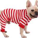 Dog Pajamas, Dog Pjs for Small Dogs, Christmas Dog PJS, Pajamas for Dog Boy Girl, Dog Pajamas Onesie, Dog Jumpsuit, Dog Christmas Pajamas, Red and White Striped, S