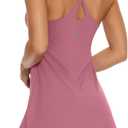Womens Tennis Dress, 2-in-1 Golf Workout Dress with Built-in Bra & Shorts Pockets, Athletic Dresses with Adjustable Strap (Small, C-desert Rose)