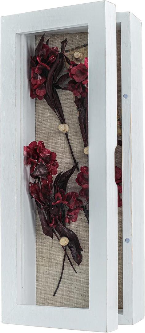 Freezing point Shadow Box Frame 5x12.5 Shadow Boxes Display Case with Linen Back Memorabilia Awards Medals Bouquet Photos Picture Badge Wedding Memory Box for Keepsakes White Small Pin Board White