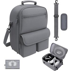 Carrying Case for Meta Quest 3S/3/2, Travel Case with Bag Strap, Large-Capacity Protective Storage for Oculus Quest 3S/3/2 Accessories, Fits Kiwi, BOBOVR Headstrap, Elite Strap with Battery (Light Gray)