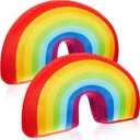 Chunful 2 Pcs Rainbow Pillow for Girls Kids 13.8 x 8.7 x 4 Inch Plush Cute Rainbow Throw Pillow Arch Shaped Floor Cushion Stuffed Decoration for Bed Chair Room Home Decor(Colorful)