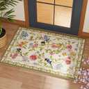 Door Mat Indoor Entrance 2x3 Rug Machine Washable Floral Bird Magpies Animal Small Area Rug Non-Slip Low Pile Throw Rugs for Entryway, Kitchen, Front Door Indoor Entrance, Entry, Kids Room (White)