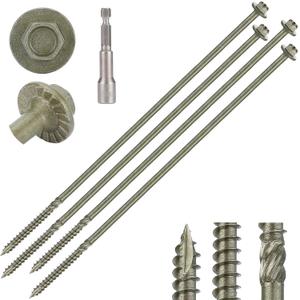 Hex Head Heavy Duty Wood Screws #14 x 10, Structural Lag Screws for Log, Timber, Landscaping & Outdoor Projects, Green Coated, 40 Pack