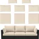 8p Outdoor Cushion Slipcovers Outdoor Patio Cushions Covers Replacement Waterproof with Zipper for 3-Seat Outdoor Rattan Sofa Patio Furniture Cushion Covers Cream, Covers Only
