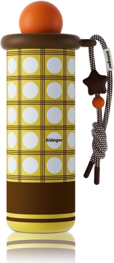 Sidagar 18 oz Tumbler with Straw, Insulated Stainless Steel Mug,Ceramic Water Bottle,Leak Proof Cup with Lid, Travel Coffee Cup for Women, BPA Free,Yellow