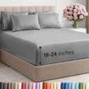 Extra Deep Queen Sheet Set - 6 Piece Breathable and Cooling Sheets - Hotel Luxury Bedding for Women, Men, Kids & Teens - Easy Secure Fit - Soft and Wrinkle Free - Extra Deep Pockets - Heathered Grey