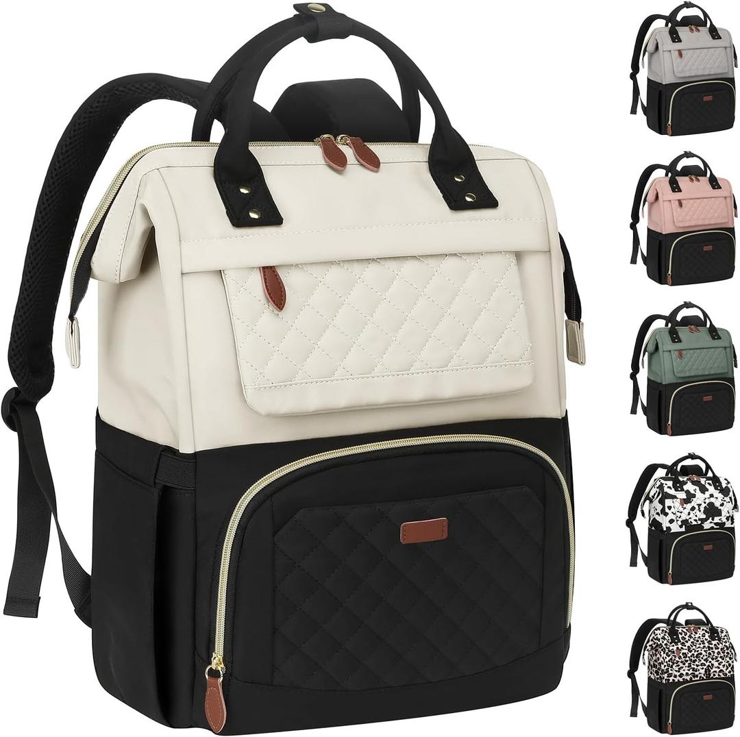 Vankor 15.6 Inch Laptop Backpack for Women Lightweight, TSA Approved Womens Laptop Backpack Purse Travel, Work, Business, College, Hiking, Beige