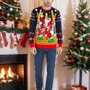 RAISEVERN LED Men Ugly Christmas Sweater Funny Light Up Xmas Party Long Sleeve Knitted Pullover (Black, M)