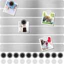 Stainless Iron Magnetic Display Board - Frameless Metal Magnet Boards with 20 Pcs Magnet Memo Strips for Office, Home, School