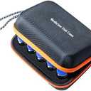 Moyite 15 Vials Holder, Insulin Vial Case for Fridge, with Hand Strap and Logo, Fits 5 to15ml Vials Storage,Pocket Design for Carrying Syringes and Wet Paper,Black and Orange Zippers