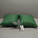 Set of 2 Green Outdoor Waterproof Throw Pillow Covers Decorative Farmhouse Linen Pillowcases Solid Cushion Cases for Patio Tent Balcony Couch Sofa Livingroom 18x18 inch