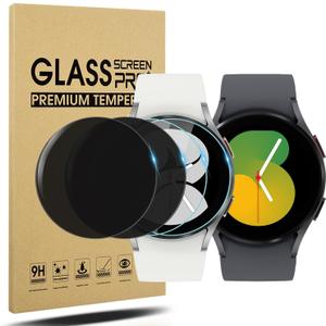 Suoman 2+2 Pack for Samsung Galaxy Watch 7/6/5/4 (40mm) Privacy Screen Protector, [Anti peeping] 9H Hardness Tempered Glass Screen Protective Film