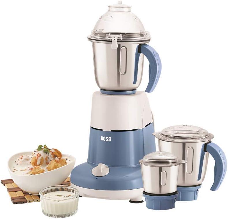 Excel Pro 3-Jar Mixer Grinder Kitchen Grinding Genius 750 Watt Powerful Motor, 3 Variable Speed with Incher, 110V,Blue