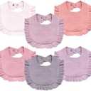 Baby Muslin Bibs,6 Pcs Drool Bandana Bibs for Baby Girl Drooling and Teething,Soft and Absorbent Cotton for Newborn