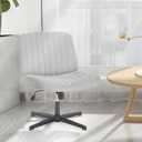 Sweetcrispy Criss Cross Chair Legged, Armless Office Swivel Desk Chairs No Wheels, Vanity Height Adjustable Wide Seat Comfy Cute Computer Task Seating for Home Bedroom, Grey, 25"x26"x32"