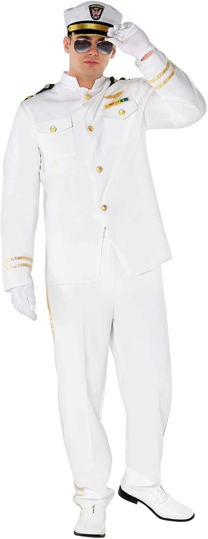 Morph Sailor Costume Men - Boat Captain Outfit, Ship Captain Attire, Navy Halloween Costume for Men (Medium)