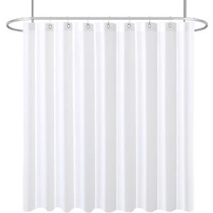 Biscaynebay Fabric Extra Wide Shower Liners for Clawfoot Tubs, White 180" by 72" Length, Water Resistant Fabric Rust Resistant Grommets Top Weighted Bottom Machine Washable