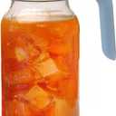 County Line Kitchen Glass Mason Jar Pitcher with Lid - Wide Mouth, 2 Quart (64 oz) - Heavy Duty, Leak Proof - Sun & Iced Tea Pitcher, Cold Brew Coffee, Breast Milk Storage, Water - Sky Blue