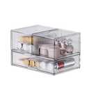 ZHIAI 3 Pack Clear Stackable Cosmetic Organizer with Acrylic Drawers for Cosmetics and Small Items for Dresser, Vanity, Kitchen Cabinet, Pantry, Home Organization and Storage