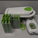 Mueller Pro-Series All-in-One, 12 Blade Mandoline Slicer for Kitchen, Food Chopper, Cucumber Slicer and Spiralizer, Cutter, Dicer, Grater, Gifts for Mom, Kitchen Essentials, White Sand/Green