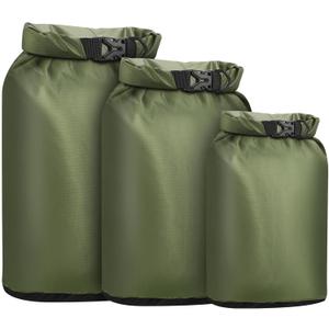 Pimoys Dry Bag Waterproof 3 Pack Lightweight Dry Sack, 6L&10L&20L Outdoor Stuff Sack, Durable Wet Dry Storage Bag for Hiking, Backpacking, Camping, Kayaking, Swimming, Boating- Green