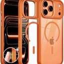 Magnetic for iPhone 17 Pro Max Case Compatible with MagSafe [AI Side Camera Button] Protective Cover Anti Yellowing Shockproof Clear Back Phone case Complement Cosmic Orange