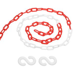 PATIKIL 13Ft Plastic Chain Barrier, Safety Link Chain with 2 S-Hooks for Crowd Control at Driveway Elevator Parking Lot, Red White