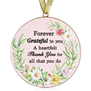 4 x Thank You Gifts for Women, Metal Hanging Daisy Ornament for Christmas Tree Decoration, Farewell, Going Away, Goodbye, Appreciation, Retirement Gifts for Coworkers Friend Teacher Employee Nurse