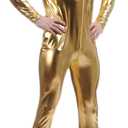 Seeksmile Unisex Metallic Bodysuit Zentai without Hood Adult Shiny One Piece Spandex Body Suit Halloween Costume (Large, Gold)