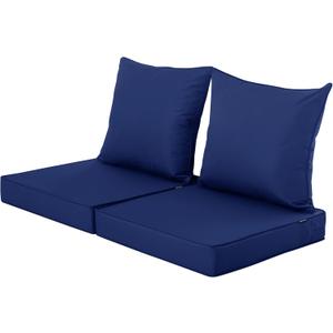 Outdoor Chair Cushions Set of 2, Waterproof Fade and Tear Resistant Seat and Backrest Cushion Set for Patio Furniture, 24x24 Inch, Navy,
