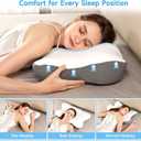 2 x Cervical Neck Pillow with 2 Heights (5.31/3.54 in), Queen Size Bed Pillow with Cooling Pillowcase, Contoured Memory Foam Pillow for Side, Back & Stomach Sleepers, Ergonomic Pillow for Neck Pain Relief