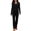 Womens Casual Two Piece Velour Outfits Long Sleeve Full Zipper Hoodie Workout Pants 2 Piece Velvet Fleece Tracksuit for Women Ladies Soft Sports Set with Pocket Solid Vacation Travel Loungewear, M