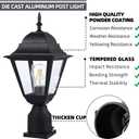 Windben Outdoor Post Light,Waterproof Cast Aluminium Lamp Post Light Fixture,Post Lantern with Pier Mount Base,Matte Black,16.5in,Suitable for Garden,Yard,Driveway,etc