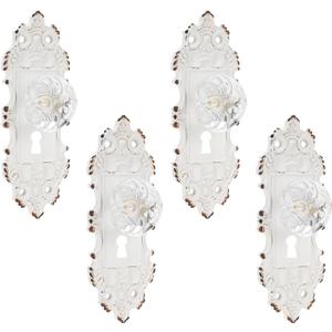 SOFFEE DESIGN 4pcs Vintage Cabinet Pull Drawer Handle, Distressed Closet Handle with Clear Resin Knob, Antique with Mounting Screws for Cupboard, Kitchen Furniture - White