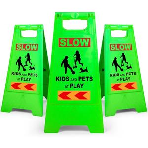 3 Pack 24 IN Slow Down Kids at Play Sign for Street Neighborhoods