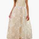 A line Wedding Pageant Lace Flower Girl Dress with Belt 9-10y