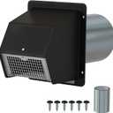 6-Inch Dryer Vent Cover Outside,Dryer Exhaust Vent with Removable Screen & Cushioned Non-Return Flap, Exterior Wall Mount Air Vent Cap for Dryer and House Exhaust(Black)