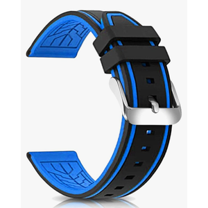 Silicone Watch Bands Divers Model Replacement Rubber Watch Strap 20mm 22mm 24mm 26mm Waterproof Line Bicolor Silver Buckle for Men and Women Sport