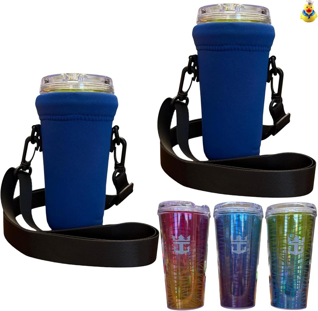 Cruise Ship Essentials Cup Sling Cruise Essentials 2024. Caribbean Cruise Must-Haves, Cruise Ship Essentials 2024, Caribbean Royal, Caribbean cruise Essentials 2024 (2-Pack) (Blue)