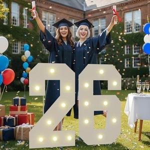 Marquee Numbers 2026 Graduation Decorations: 3FT Large Light up Number Sign 26 for Grad Decor 2026 New Year Eve Party Supplies Decoration Class of 2026 Senior Decor Girl Boy Balloons 26th Birthday