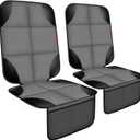 Car Seat Protector 2 Pack Car Seat Cushion Mat Thickest Padding,Waterproof 600D Fabric Car Seat Covers for Non-Slip Backing Mesh Pockets for Baby and Pet 2 Seat Protector Gray