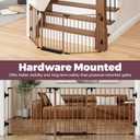 78" Extra Wide Baby Gate, Dog Gates Indoor for Doorways Stairs, Essential Safety Gate for Child, Hardware Mounted Adjustable Pet Gate with Anti-Trip Pedal, 28'' Tall 3 Metal Panels Brown