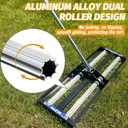 Updated Lawn Leveling Rake 30"x10", Lawn Leveler with Aluminum Rollers, Yard Leveling Rake Stainless Steel with 27-80" Adjustable Handle, Heavy-Duty Ground Leveler Suit for Garden, Golf Lawn, Farm