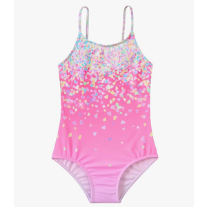 Idgreatim Girls Mermaid One Piece Swimsuits Kids Bathing Suits 8T 9T Skin Friendly Cute Swimwear, Pink Sparkly, Medium