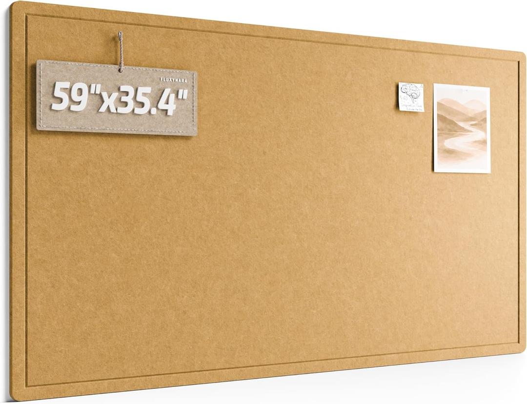 Fluxynara Large Felt Bulletin Board,59" x 35.4", Mustard Yellow