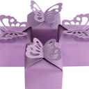 Kslong 50pcs Purple Butterfly Favor Boxes Girl Baby Shower Butterfly Candy Box Decoration Party Birthday Wedding Small Gift Boxes (Purple)