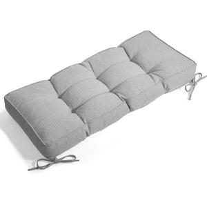 Detiblue Bench Cushion for Indoor Furniture，48x16x4Inch Tufted Bench Seat Cushion with Non-Slip, Comfortable and Durable for Shoe/Entryway/Storage with Cushion（CrossLinen Light Gray）