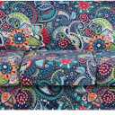 hyha Couch Cover, Floral Pattern, Stretch, Printed, 4 Pieces, Sofa Slipcovers, for 3 Separate Cushion Couch, Washable Furniture Protector for Dogs(Paisley Floral) (Large, Blue Green)