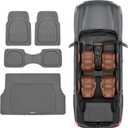 Motor Trend FlexTough 4-Piece Heavy Duty Floor Mats for Cars Trucks SUVs, Automotive Floor Mats Car Mats Full Set Front, Rear & Cargo, Trim-To-Fit Semi-Custom Deep Dish All Weather Rubber Mats - Gray